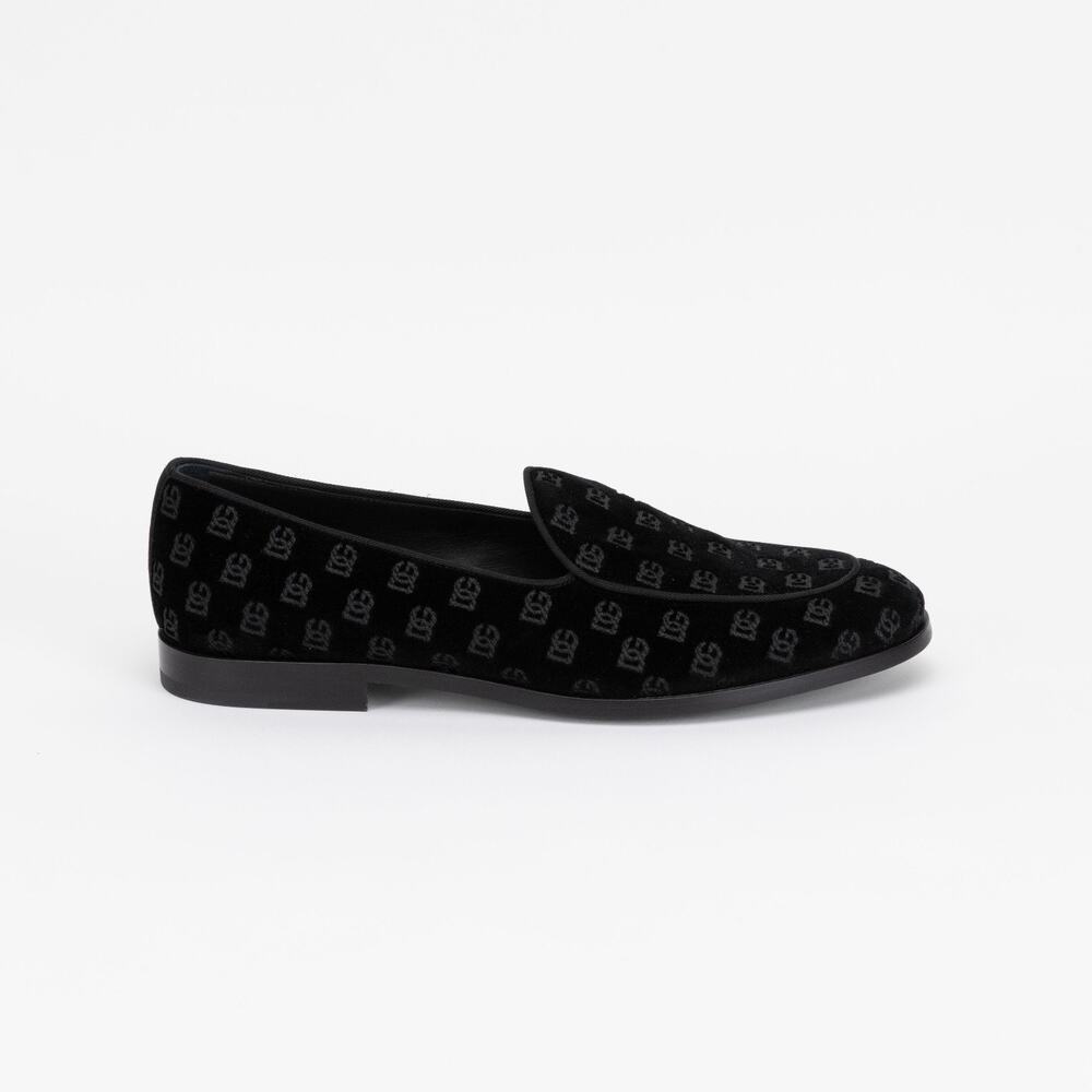 Dolce & Gabbana Men Monogram Smoking Apron Toe Slippers Black Size 9.5